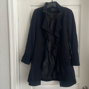 Tahari Black Ruffle Coat